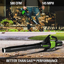 Greenworks 80V (145 MPH / 580 CFM / 75+ Compatible Tools) Cordless Brushless Axial Leaf Blower, Tool Only