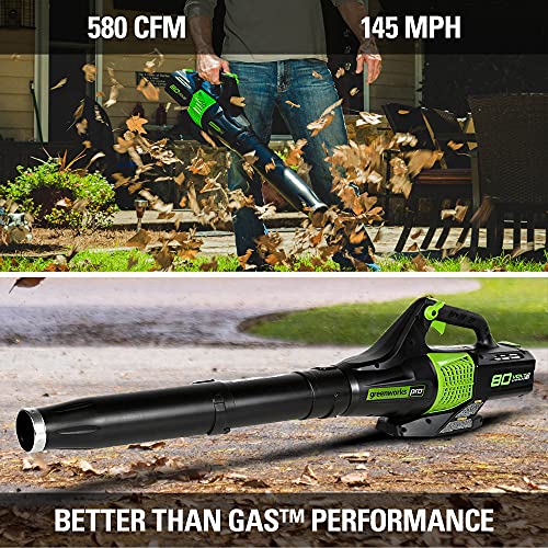 Greenworks 80V (145 MPH / 580 CFM / 75+ Compatible Tools) Cordless Brushless Axial Leaf Blower, Tool Only