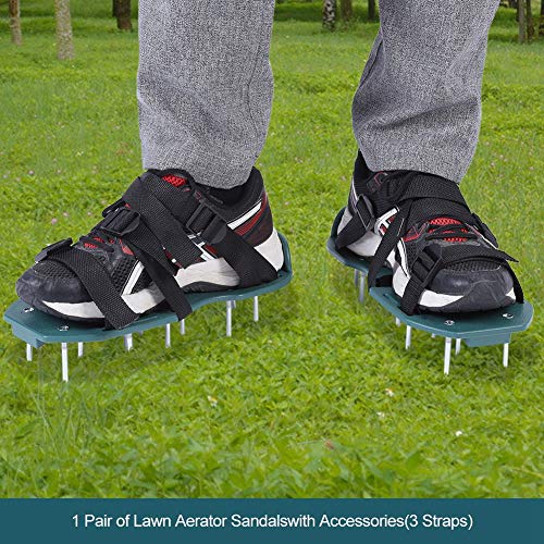 Joyzan Lawn Aerator Sandals, Grass Aerating Spike Sandals Soil Aeration Shoe Adjustable Straps and Buckles Heavy Duty Aerator Tools for Grass Lawn Garden Patio(Type 1)
