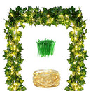 84 FT Artificial Ivy 12 Pack Ivy Vine Garland Ivy Leaves Greenery Garlands Hanging with 100 LED String Light Fake Leaf Plants Faux Green Flowers Decor for Home Kitchen Garden Office Wedding Wall