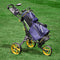 KVV 3 Wheel Foldable/Collapsible Golf Push Cart Ultra Lightweight Smallest Folding Size, New-Version Scorecard Holder(Charcoal/Yellow)