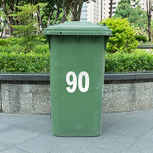 Bin Numbers for Wheelie Bins (Pack of 4 Stickers) - Choice of 0-9 Bin Numbers - White Self Adhesive Vinyl Wheelie Bin Numbers, 17.3cm Long Wheelie Bin Stickers for waste bin, garbage bin (No.5)