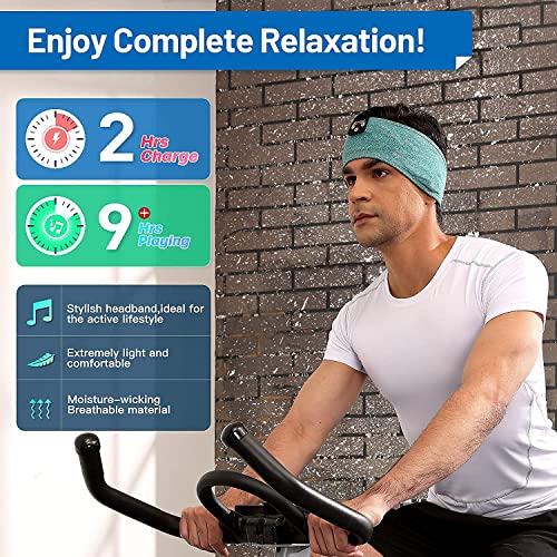 Sleep Headphones Wireless, Perytong Bluetooth Sports Headband Headphones with Ultra-Thin HD Stereo Speakers Perfect for Sleeping,Workout,Jogging,Yoga,Insomnia, Air Travel, Meditation(Green)