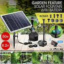 50W Solar Fountain Water Pump with Battery and LED Light for Birdbath Garden Pool