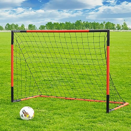 Soccer Goal-KAIHAOWIN Steel Frame Soccer Net with All Weather Net for Kids/Adult-Quick Assembly and Durable Sports Training Goals for Backyard Indoor Outdoor-Heavy Duty Matel Soccer Practice-6'x4'