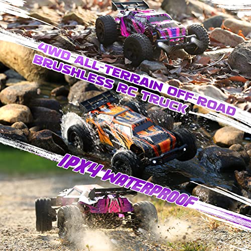 DEERC 200E Large Brushless High Speed RC Cars for Adults, Upgraded 1:10 RC Trucks W/Extra Shell LED Headlight, 60 KM/H, Remote Control Car, All Terrain Offroad Monster Truck for Boys, 2 Battery