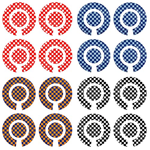 Acclaim Lawn Bowls Identification Stickers Markers Standard 5.5 cm Diameter 4 Full Sets Of 4 Self Adhesive Two Colour Small Check Mixed Colours (E)