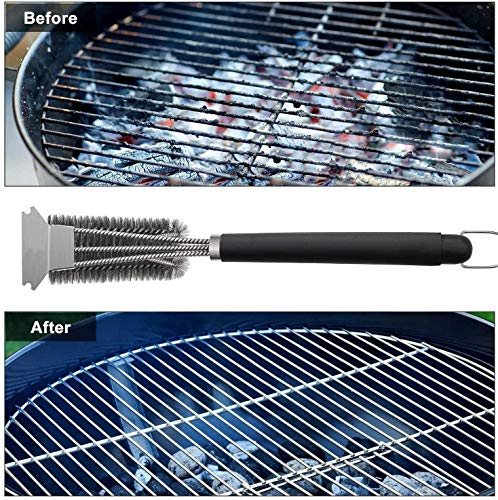 Grill Brush and Scraper - Quick Easy Safe BBQ Grill Steam Cleaning Stainless Steel Brush - Best for Weber Gas, Charcoal, Porcelain, Cast Iron, All Grilling Grates