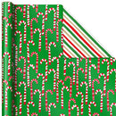 Hallmark Reversible Christmas Wrapping Paper (3 Rolls: 120 sq. ft. TTL) Rustic Santa, Papercraft Snowmen, Candy Canes, Stripes, Snowflakes, Merry Christmas to You