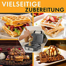 ProfiCook® Waffle iron for Belgian waffles with 2 baking surfaces, waffle iron, Belgian waffle, non-stick baking surface, infinitely selectable browning level, stainless steel, 1000 watts, PC-WA 1240