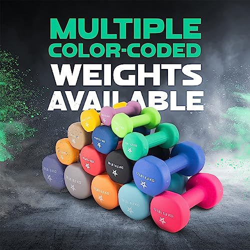 Yes4All Neoprene Dumbbells Set of 1-Pair: 5 lbs (10 lbs Total) - ²DXD3Z, B1-Dark Green-5 lbs (Pair)