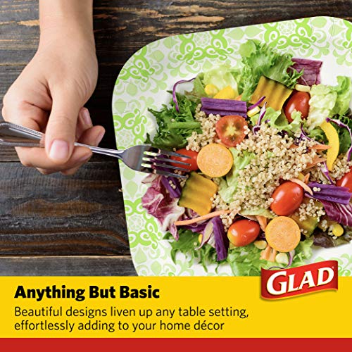 Glad Square Disposable Paper Plates for All Occasions | Soak Proof, Cut Proof, Microwaveable Heavy Duty Disposable Plates | 10" Diameter, 100 Count Bulk Paper Plates