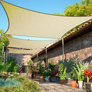 ShadeMart 16' x 16' Beige Sun Shade Sail Square Canopy Fabric Cloth Screen, Water Permeable & UV Resistant, Heavy Duty, Carport Patio Outdoor - (We Customize Size)