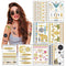 Metallic Temporary Tattoos for Women Teens Girls - 8 Sheets Gold Silver Temporary Tattoos Glitter Shimmer Designs Jewelry Tattoos - 100+ Color Flash Fake Waterproof Tattoo Stickers (Aruba)