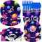 YimaiX Space Party Supplies, Space Party Disposable Tableware Paper Plates Napkins Straws for Space Astronaut Outer Galaxy Theme Birthday Party Decoration Serves 16 Guests