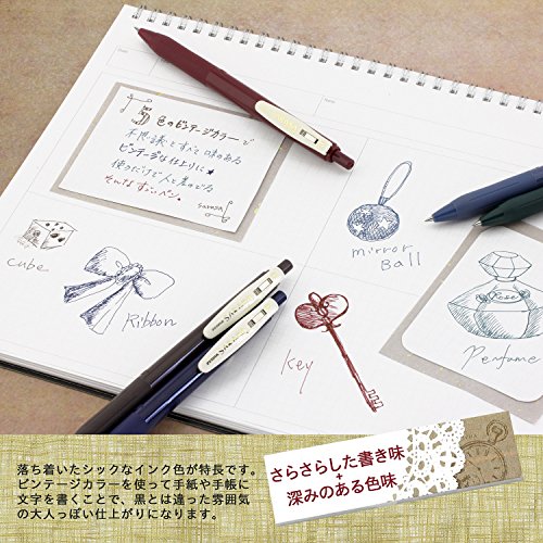 ZEBRA Sarasa Clip Gel Ink Ballpoint Pen 0.5mm, Rubber Grip, Vintage Colors, 5 Colors Set (JJ15-5C-VI)