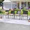 LOKATSE HOME 4 Piece Outdoor Patio Metal Wrought Iron Dining Chair Set with Arms and Seat Cushions - Beige