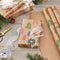 Hallmark Colorful Recyclable Christmas Wrapping Paper with Cut Lines on Reverse (3 Rolls: 90 sq. ft. ttl) Kraft Brown with Snowflakes, Pink Trees, All Kinds of Merry"