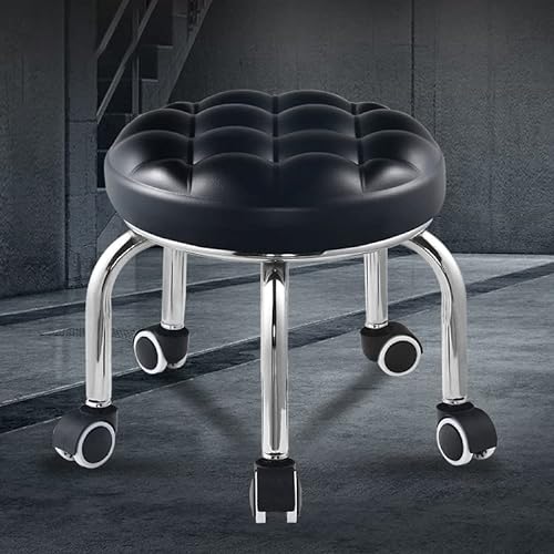 Round Low Roller Seat Stool Small Stool with Wheels Pulley Ottoman Comfortable