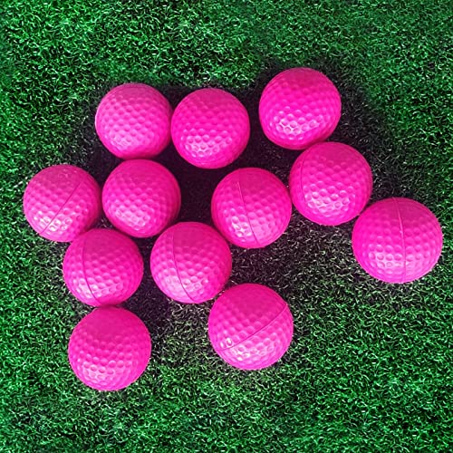 KOFULL Foam Golf Practice Balls, 12 Pack Realistic Feel and Limited Flight Training Balls for Indoor or Outdoor, Pink Soft Practice Golf Balls for Backyard