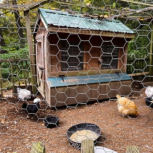 Swpeet 104Pcs Approx 13.7"x 236" Chicken Wire Net Set, Poultry Wire Netting, Hexagonal Galvanized Mesh Garden Fence Barrier for Pet, Rabbit Fencing with Mini Cutting Pliers,1 Pair of Gloves, Wire Ties