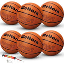 Wettarn 6 Pack Rubber Training Basketball with Pump Official Regulation Size 7, 29.5 Inch Street Ball Made for Teens Adults Indoor and Outdoor Game Gym Training Competition Basketball Games (Orange)