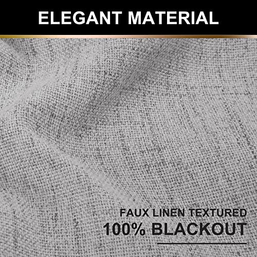 100% Blackout Shield Linen Blackout Curtains 108 Inches Long 2 Panels Set, Clip Rings/Rod Pocket Blackout Curtains No Light, Black Out Curtains & Drapes for Bedroom, 50 inches Wide Each Panel, Grey