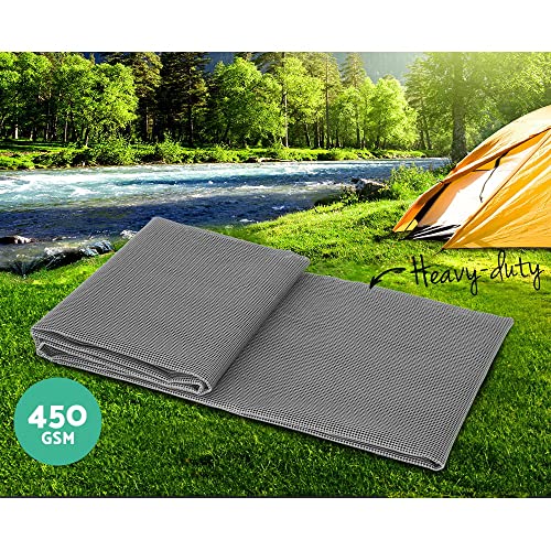 Weisshorn 6 X 2.5m Picnic Blanket, Floor Mat Outdoor Picnics Rug Camping Tarp Caravan Mesh Mats Annex Matting Ground Sheet for Hiking Travel Beach Garden, Heavy Duty UV Treated with Carry Bag Grey