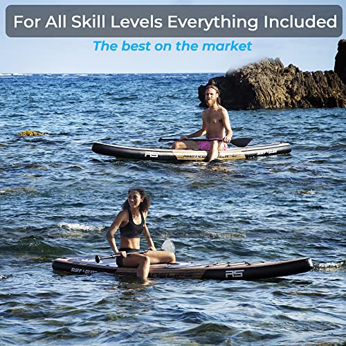 SereneLife Inflatable Stand Up Paddle Board (6 Inches Thick) with Premium SUP Accessories & Carry Bag | Wide Stance, Bottom Fin for Paddling, Surf Control, Non-Slip Deck | Youth & Adult Standing Boat