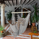 Hammock Chair, Large Hanging Chair, Soft Cotton Rope Swing Chair with High Load-Bearing Metal Rod,Indoor Outdoor Garden Yard Living Room,Max 150kg