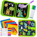 ZCOINS Erasable Doodle Book Set, Children's Educational DIY Portable Graffiti Blackboard Drawing Board, Gifts for 3-8 Years Old Boys Girls (14 Pages+ 12 Pens+ 6 Copy Templates, Dinosaur Style)