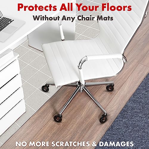Professional Office Chair Wheels 10mm Stem - FIT IKEA Chairs ONLY - 3'' Replacement Rubber Chair Casters - Best Protection for Your Hardwood Floors Without Any Chair MATS