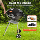 VEVOR Kettle Charcoal Barbecue Kettle Barbecue 56 cm Portable Barbecue Kettle Grill with Lid, Delicious BBQ, Picnic Grill with Large Grill Surface, Charcoal, Black, 63 x 82 x 88 cm Charcoal Round Barbecue Travel