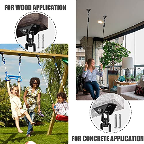 Hammock Hanging kit,360°Rotating 1200 lb Capacity Heavy Duty,Hanger & Swing Hook Snap for Concrete Wood,Hammock,Veranda Seat,Chair,Swing Sets,Yoga and Gym（Without Chain ）