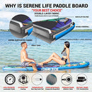 SereneLife Inflatable Stand Up Paddle Board (6 Inches Thick) with Premium SUP Accessories & Carry Bag | Wide Stance, Bottom Fin for Paddling, Surf Control, Non-Slip Deck | Youth & Adult Standing Boat