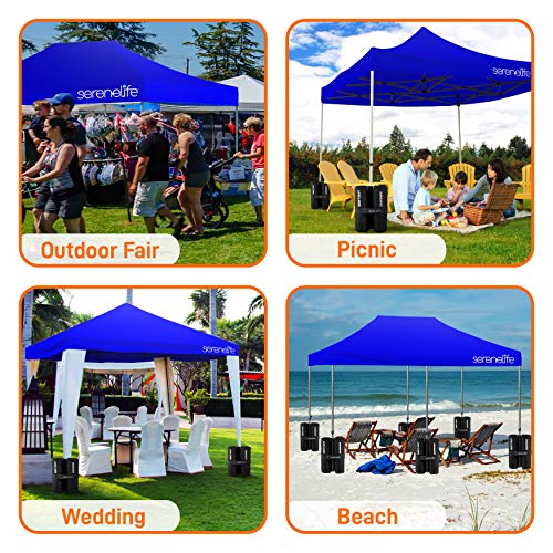 SereneLife Pop Up Canopy Tent 10x20 - Commercial Instant Shelter Foldable/Collapsible Sun Shade Canopy Pop Up Tent w/Waterproof Tent Top, Portable Carry Bag & Sand Bag SLGZ20BU (Navy Blue)