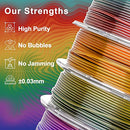 AMOLEN 3D Printer Filament Bundle, PLA Filament 1.75mm Transparent Multicolor, with Light Transmission Feature,Blue Purple,Yellow Green Red,Blue Brown,Orange Grey,200g x 4 Spools