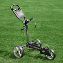 KVV 3 Wheel Compact Flat Folding Design Golf Push Cart with Lightweight and Sturdy Aluminum Frame, Charcoal