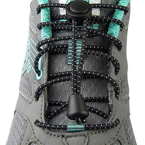 GWHOLE 5 Pairs Elastic No Tie Shoe Laces for Running and Triathlon - Black