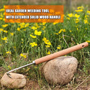 Weed Puller with V-Shape Hook Gardening Hand Tools 41CM Weed Remover Tool for Yard with Extended Hard Solid Wood Handle(V-Type)