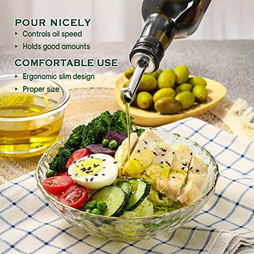 AOZITA 17oz Glass Olive Oil Dispenser - Oil and Vinegar Cruet Bottle with Stainless Steel Pourers - Funnel For Easy Refill - Olive Oil Carafe Decanter for Kitchen