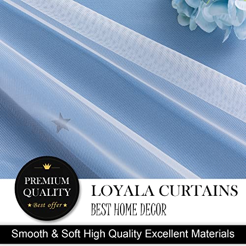 Loyala Star Curtains, Blackout Curtains for Bedroom, Cute Curtains, Kids Blackout Curtains, Double Layer Curtains, Light Blocking Curtains 63 Inch Length 2 Panels, Blue Curtains, 52 X 63 Inches