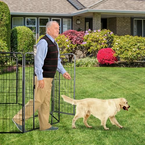 Pawz 8 Panel Fence Playpen for Dog, Size 24 Inch, Black