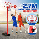 Adjustable Kids Basketball Hoop Stand System 2.7m Backboard Basketball Set Training Play