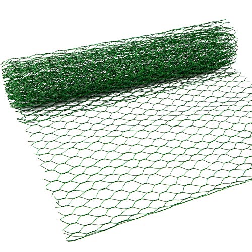 2 Sheets Chicken Wire Net for Craft Work, Galvanized Hexagonal Wire Mesh (13.7 x 40 Inches, Green)