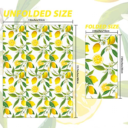 50PCS Lemon Guest Towels Lemon Yellow Citrus Fruit Hand Napkins Cocktail Paper Napkin Hand Towel Disposable for Bathroom Wedding Holiday Anniversary Birthday Party Bridal Baby Shower Decorative Towels