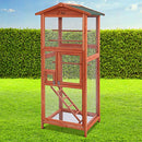 i.Pet Bird Cage Wooden Large Pet Cages, Aviary Hutch Budgie Parrot Stand Toy Perch Enclosure, Outdoor Metal Door Roof Indoor Weatherproof Canary Cockatoo