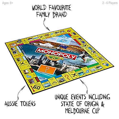 Monopoly - Australia Edition Game - 2 To 6 Players - Family Board Games And Toys For Kids, Boys Girls - Ages 8+