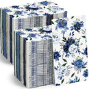 200 Pack Navy Blue Floral Napkins Disposable Hand Towels Blue and White Floral Napkins Disposable Paper Guest Napkins Decorative Paper Towels for Bathroom Wedding Birthday Baby Shower