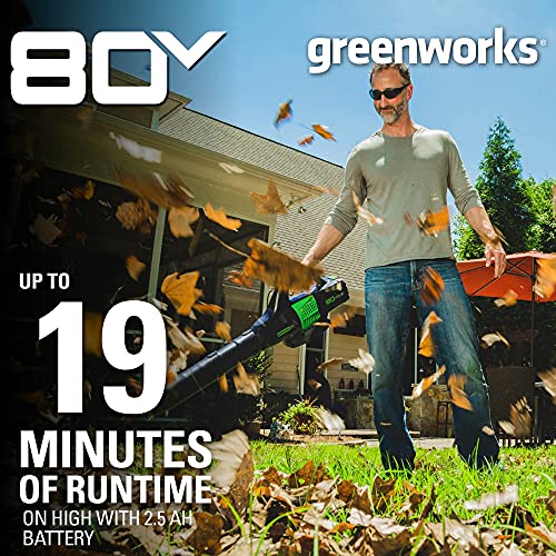 Greenworks 80V (145 MPH / 580 CFM / 75+ Compatible Tools) Cordless Brushless Axial Leaf Blower, Tool Only